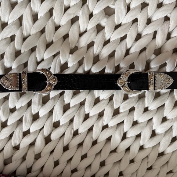 NWOT Maje Black Western Leather Belt-XXS-XS - Picture 3 of 6